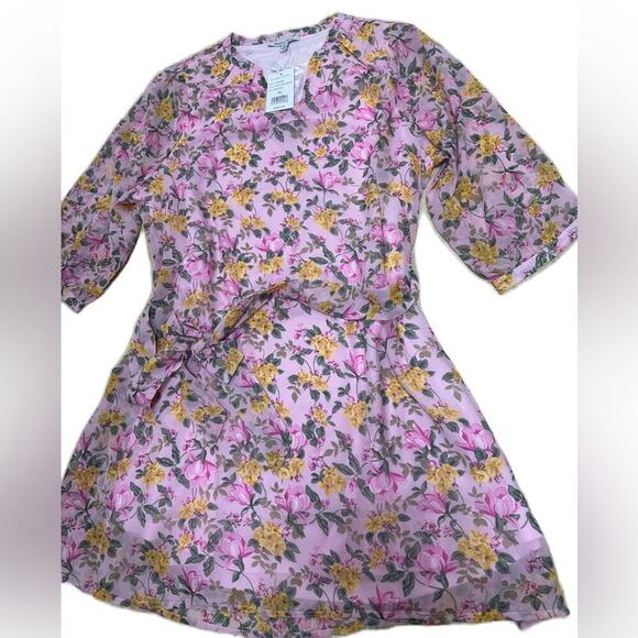 NEW Women's Spring Summer 2025 Floral Mini Dress A Line Chiffon Dress Casual XL - Picture 2 of 5